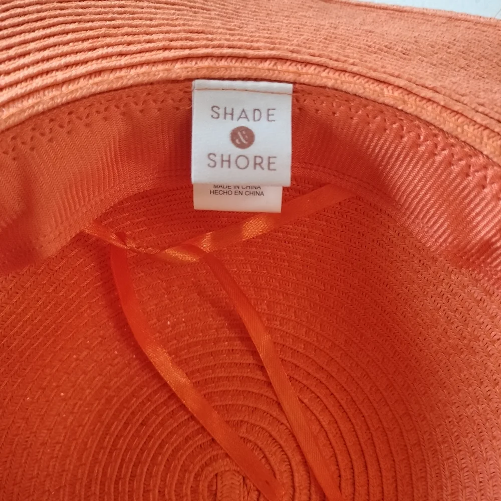 Shade & Shore light orange straw floppy Hat beach vacation resortwear travel